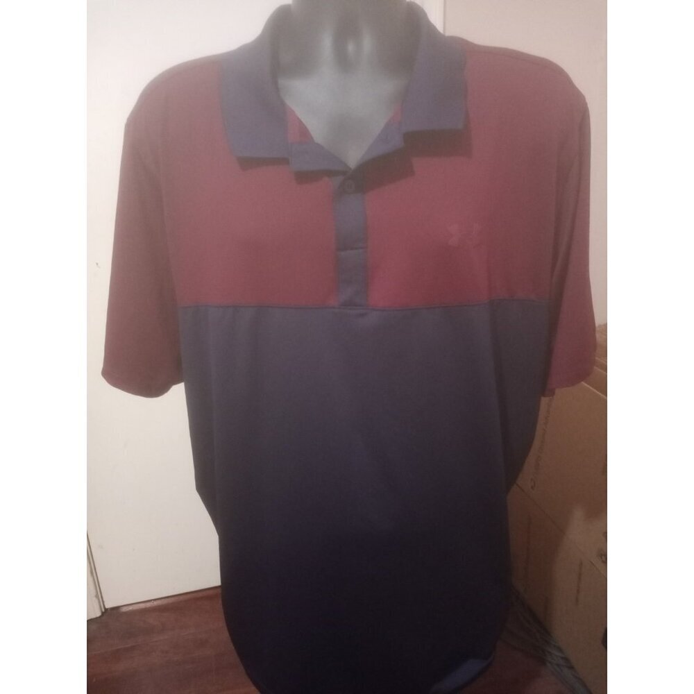 Under Armour Polo Shirt Men 2XLT Red/Burgundy Blue The Performance Polo S/S